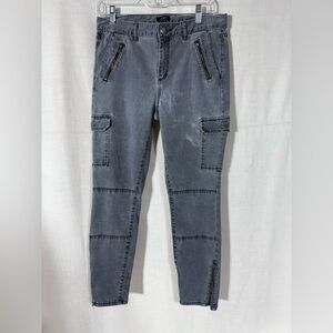 LOFT Charcoal Denim Distressed Skinny Cargo Pants Size 6